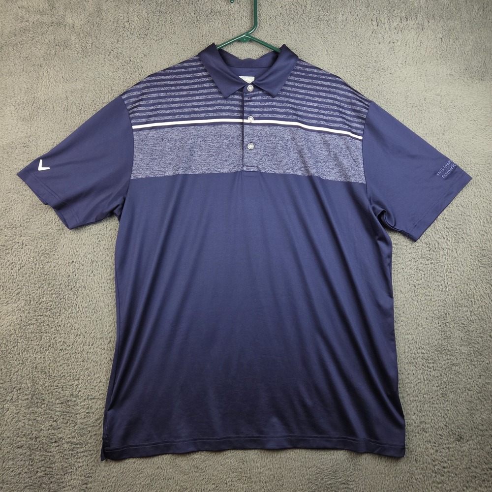 Callaway Golf Polo Shirt Mens Extra Large Blue Opti-Dri Performance Short Sleeve